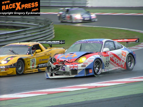 De Gruppe M Porsche vlak na het ongeval